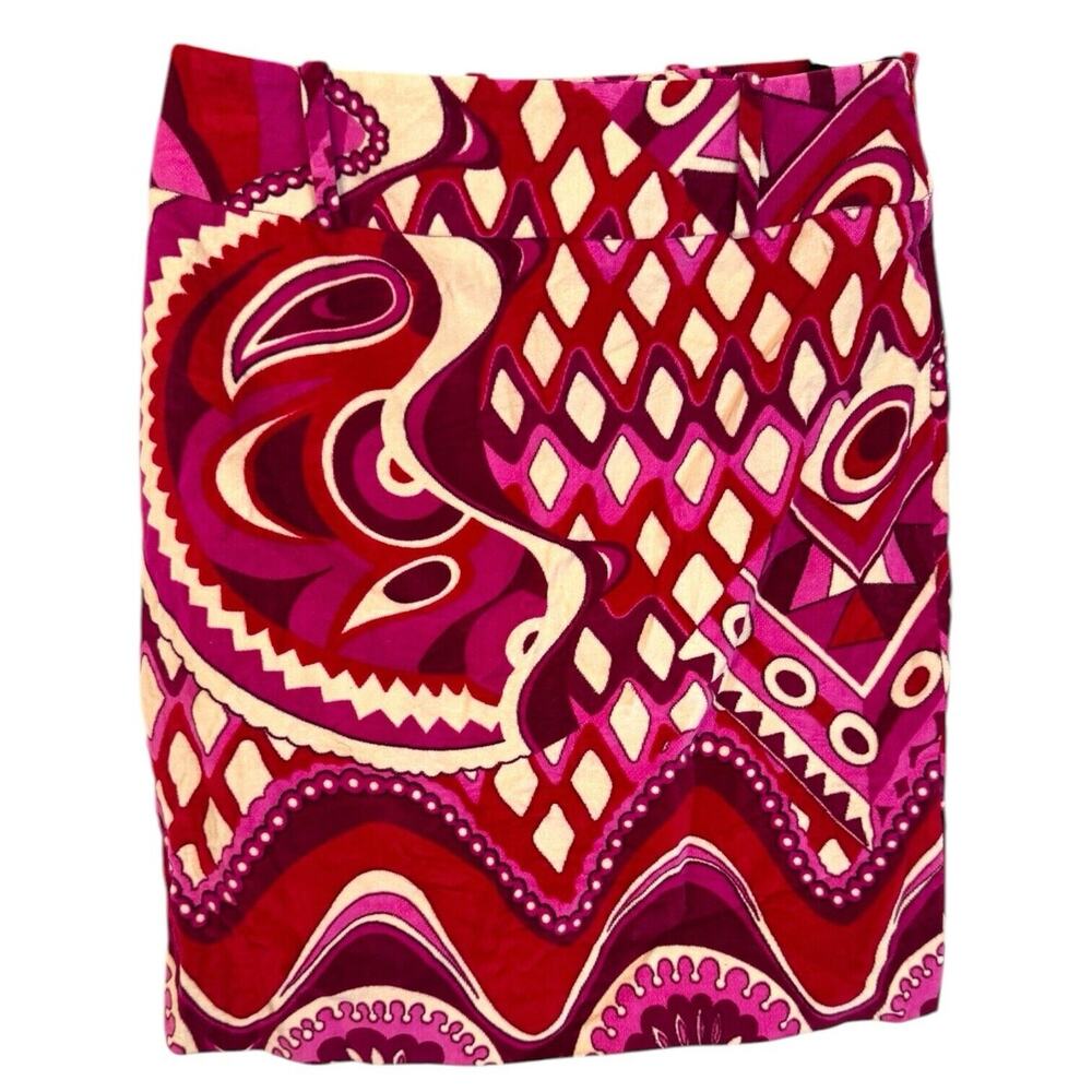 D&G Dolce & Gabbana Pink Cotton Paisley Pencil Skirt Size 30/44 US Size 8